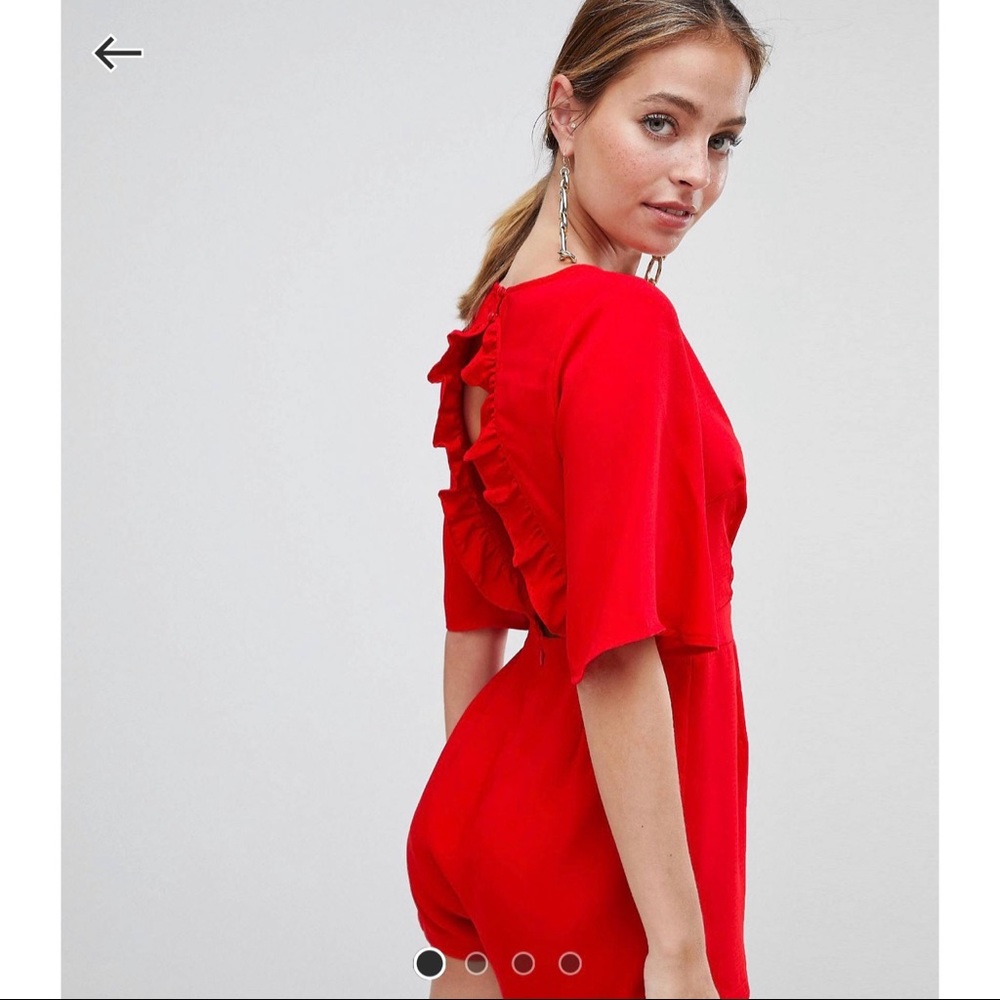 Misguided Petite Ruffle Open Back Romper